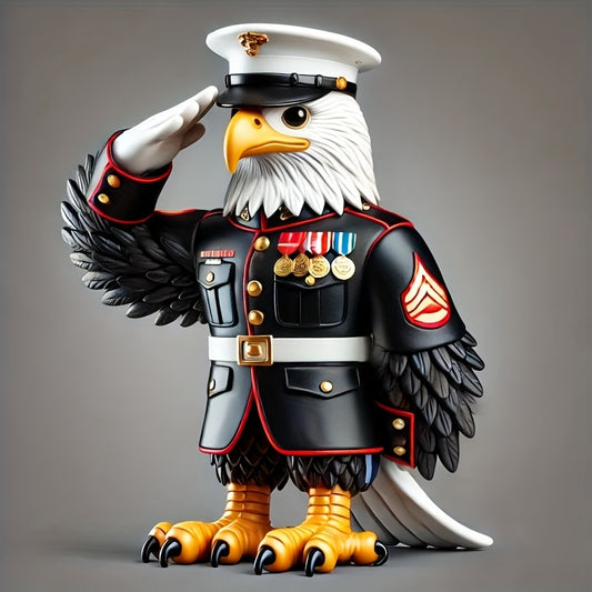 PATRIOTIC RESIN EAGLE STATUE MILITARY SALUTE STATUE