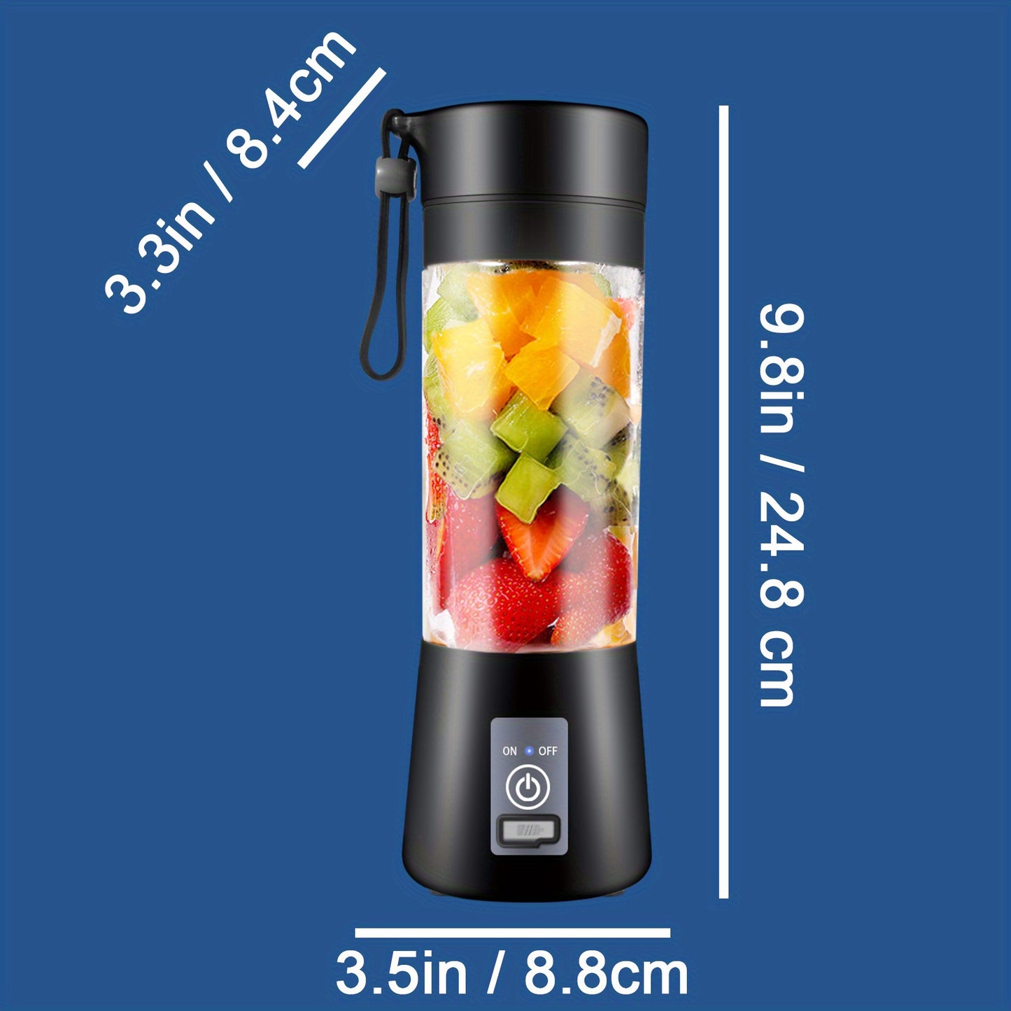 380ml - PORTABLE FOOD GRADE USB BLENDER W/6-STAINLESS STEEL BLADES