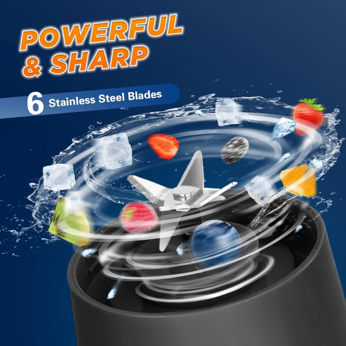 380ml - PORTABLE FOOD GRADE USB BLENDER W/6-STAINLESS STEEL BLADES
