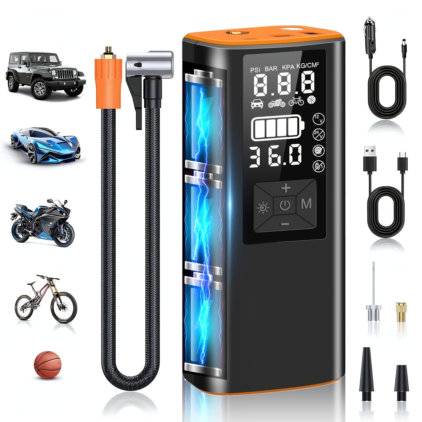150 PSI - PORTABLE CORDLESS AIR COMPRESSOR TIRE INFLATOR