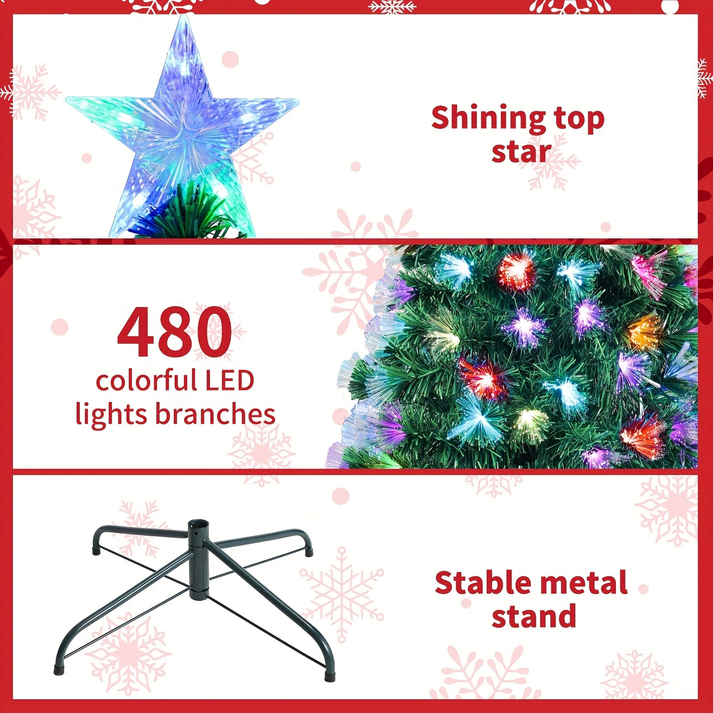 6ft/8ft/9ft/10ft - PRE-LIT FIBER OPTIC ARTIFICIAL SPRUCE CHRISTMAS TREE
