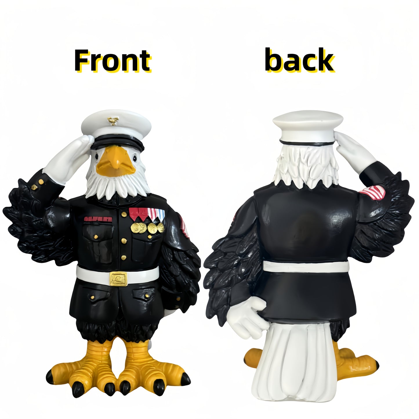 PATRIOTIC RESIN EAGLE STATUE MILITARY SALUTE STATUE