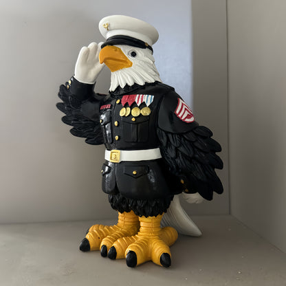 PATRIOTIC RESIN EAGLE STATUE MILITARY SALUTE STATUE