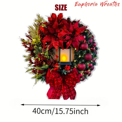 LARGE ARTIFICIAL GLOWING CHRISTMAS FRONT DOOR WREATH