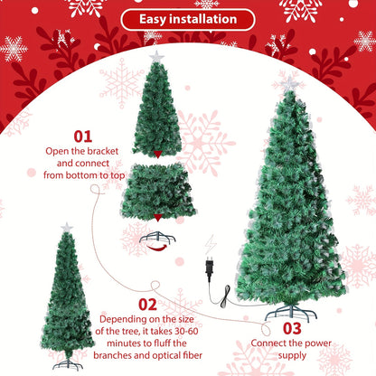 6ft/8ft/9ft/10ft - PRE-LIT FIBER OPTIC ARTIFICIAL SPRUCE CHRISTMAS TREE
