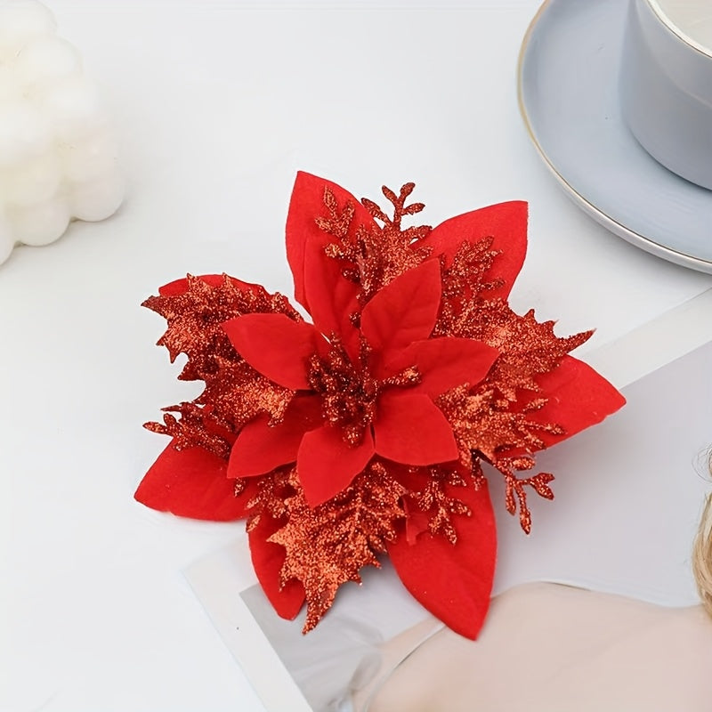 60pcs, 5.9in - SHINY DOUBLE LAYER PINK EDGE CHRISTMAS TREE