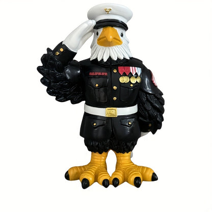 PATRIOTIC RESIN EAGLE STATUE MILITARY SALUTE STATUE