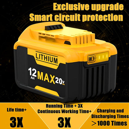 2-Pack  20V, 12.0Ahm REPLACEMENT LITHIUM-ION MAX BATTERIES DEWALT COMPATIBLE