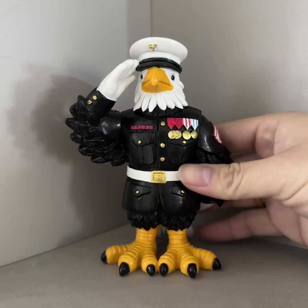 PATRIOTIC RESIN EAGLE STATUE MILITARY SALUTE STATUE