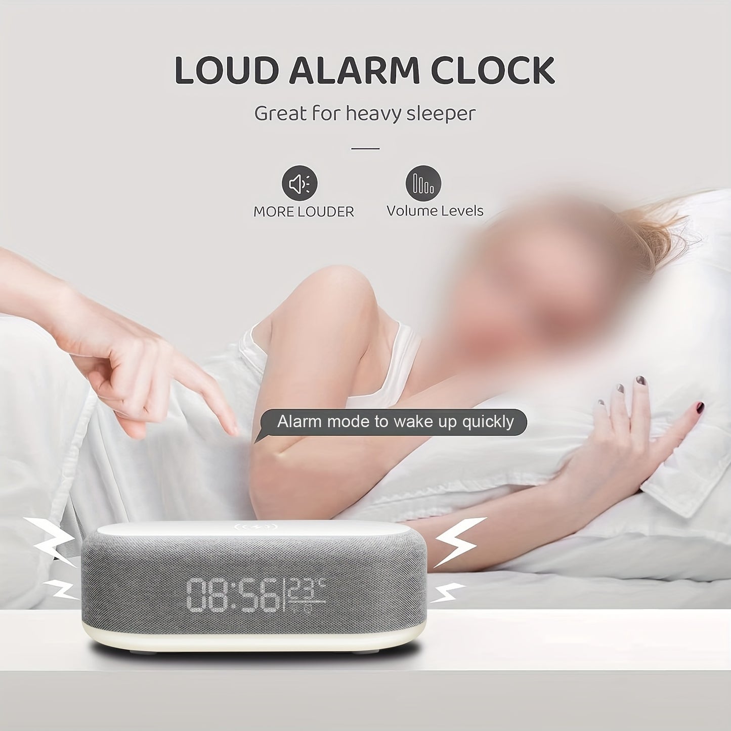 WIRELESS FAST CHARGING STATION, W/ALARM CLOCK & TEMPERATURE DISPLAY