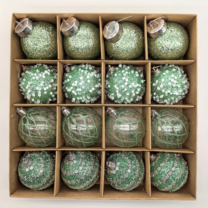 16pcs, 2.36in - CHAMPAGNE PLASTIC CHRISTMAS ORNAMENT DECORATIONS