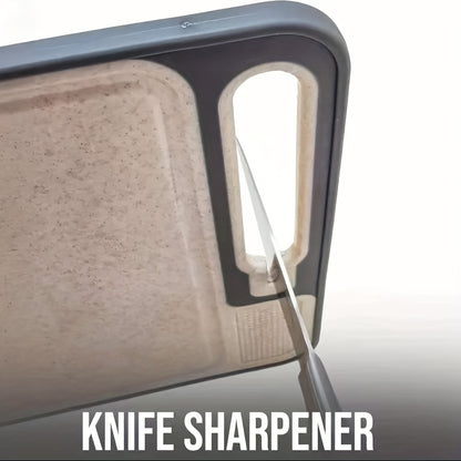 2-SIDED STAINLESS STEEL CUTTING BOARD W/DUAL SHARPENING STONE