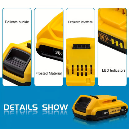 20V, 2.5Ah - LITHIUM-ION HIGH CAPACITY RECHARGEABLE BATTERY