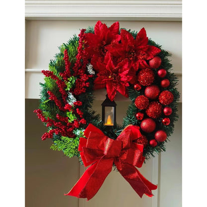 17.7in - LED LIT CHRISTMAS FRONT DOOR WREATH DECORATIONS