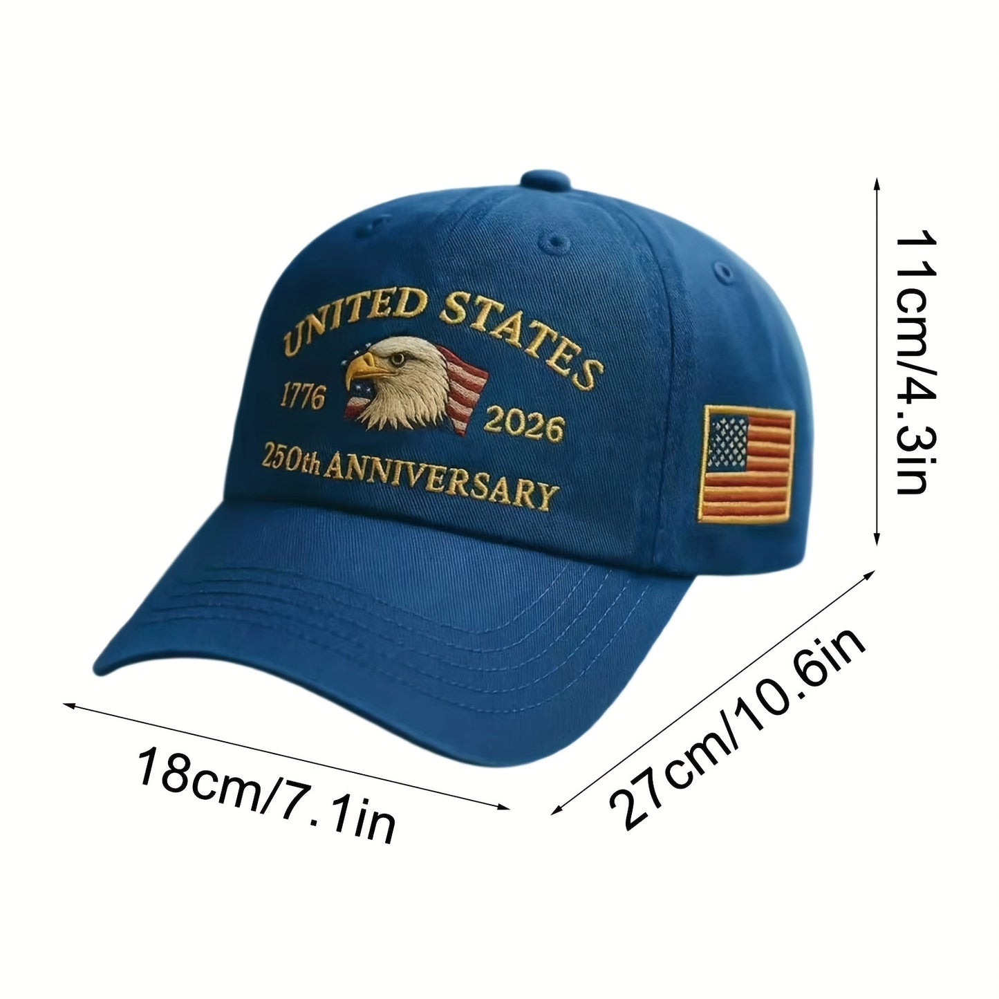 EMBROIDERED AMERICA'S 250th FOUNDING ANNIVERSARY BASEBALL CAPS
