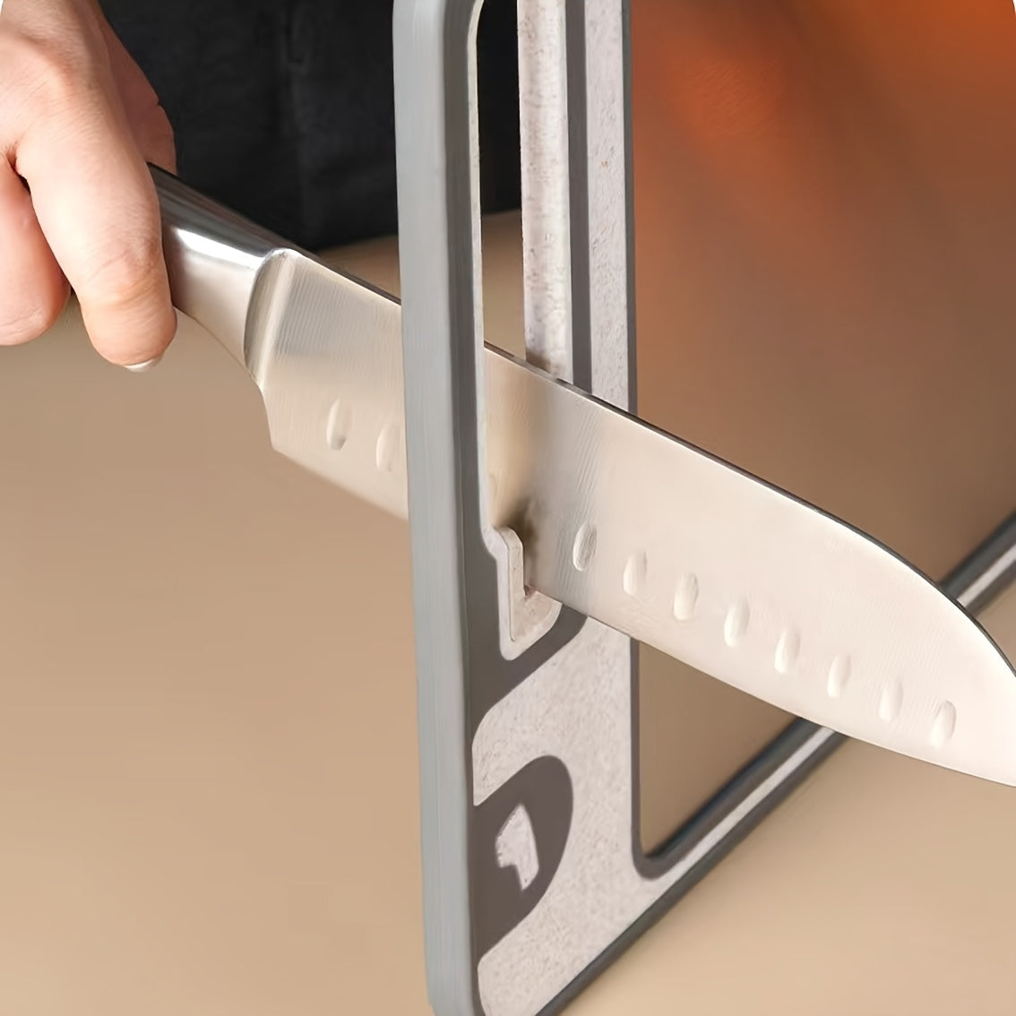 1pc - DUAL SIDED STAINLESS STEEL CUTTING BOARDS W/BUILT-IN SHARPENER