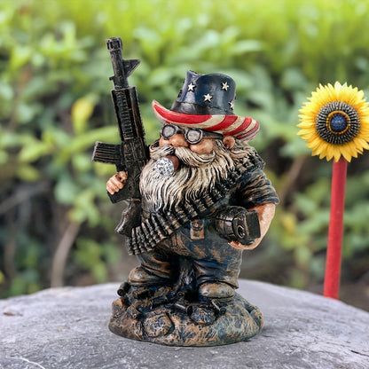 4.9in - GARDEN CITIZEN SOLDIER GNOME W/GUN