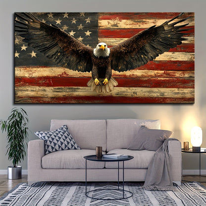 1.5in  - VINTAGE AMERICAN FLAG & BALD EAGLE PATRIOTIC MURAL