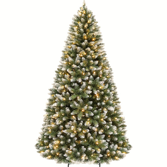 6ft/7ft/8ft - PRE-LIT DECORATIVE ARTIFICIAL CHRISTMAS TREE W/WHITE TIPS
