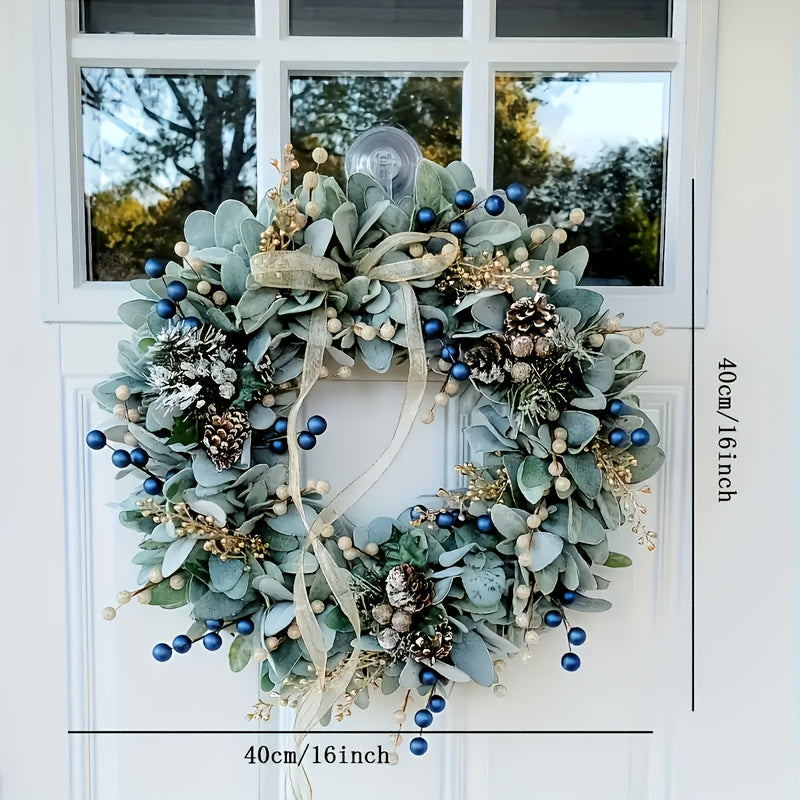 16in - ARTIFICIAL BLUEBERRY & EUCALYPTUS FRONT DOOR WREATHS
