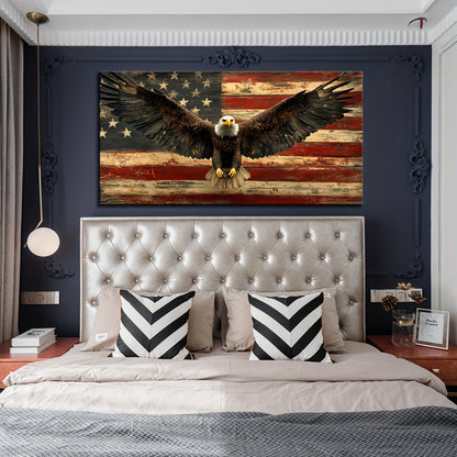 1.5in  - VINTAGE AMERICAN FLAG & BALD EAGLE PATRIOTIC MURAL