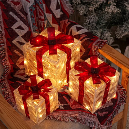 SET OF 3 - EXQUISITE LUMINOUS CHRISTMAS GIFT BOXES