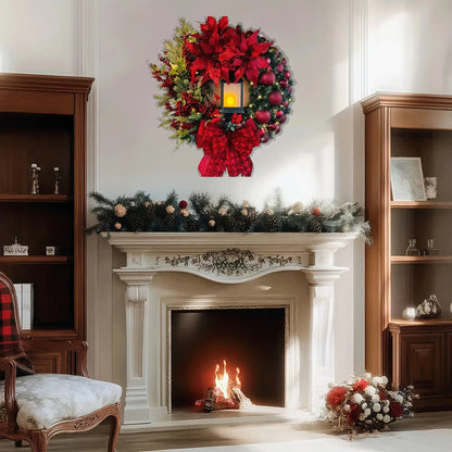 LARGE ARTIFICIAL GLOWING CHRISTMAS FRONT DOOR WREATH