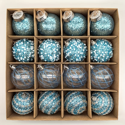 16pcs, 2.36in - CHAMPAGNE PLASTIC CHRISTMAS ORNAMENT DECORATIONS