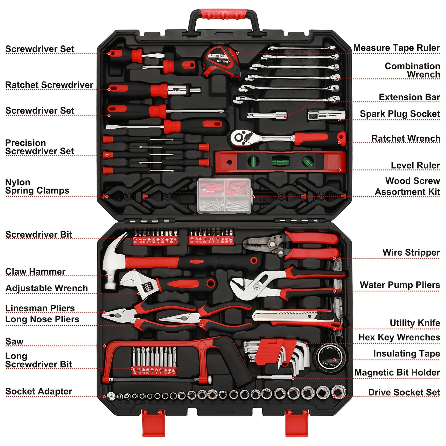 205-Pieces - HOUSEHOLD HAND TOOL MIXED COMBO KIT