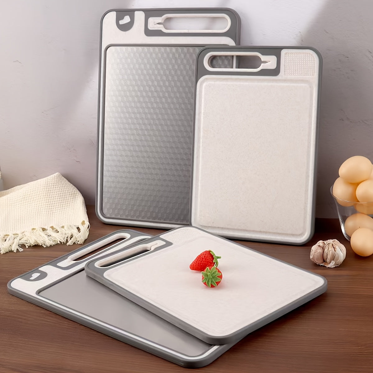 2-SIDED STAINLESS STEEL CUTTING BOARD W/DUAL SHARPENING STONE