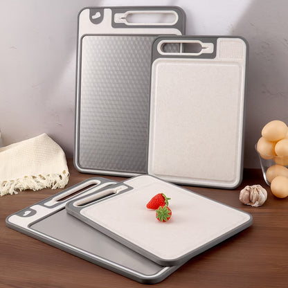 2-SIDED STAINLESS STEEL CUTTING BOARD W/DUAL SHARPENING STONE