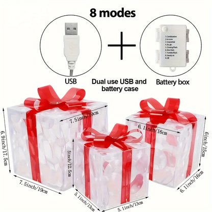 SET OF 3 - EXQUISITE LUMINOUS CHRISTMAS GIFT BOXES