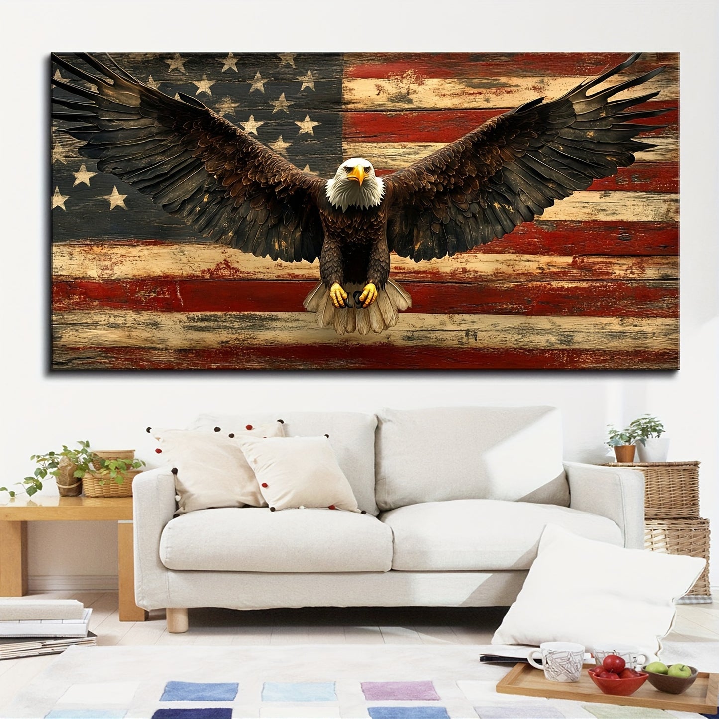 1.5in  - VINTAGE AMERICAN FLAG & BALD EAGLE PATRIOTIC MURAL