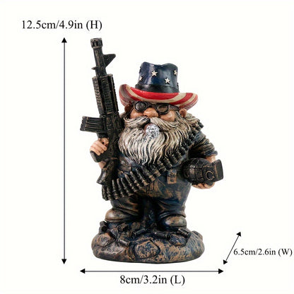 4.9in - GARDEN CITIZEN SOLDIER GNOME W/GUN