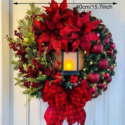17.7in - LED LIT CHRISTMAS FRONT DOOR WREATH DECORATIONS