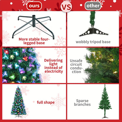 6ft/8ft/9ft/10ft - PRE-LIT FIBER OPTIC ARTIFICIAL SPRUCE CHRISTMAS TREE