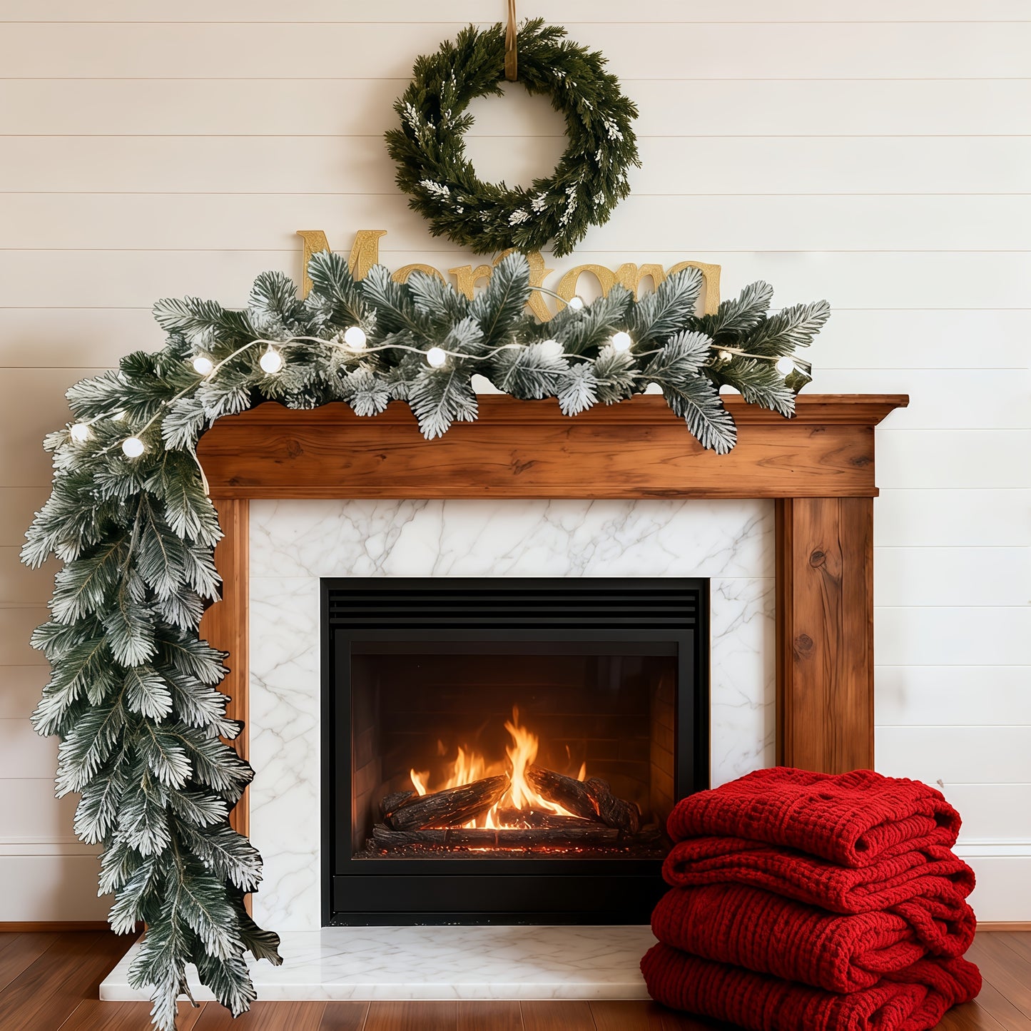 6ft - CLASSIC ARTIFICIAL CHRISTMAS SNOWFLAKE PINE BRANCH VINE