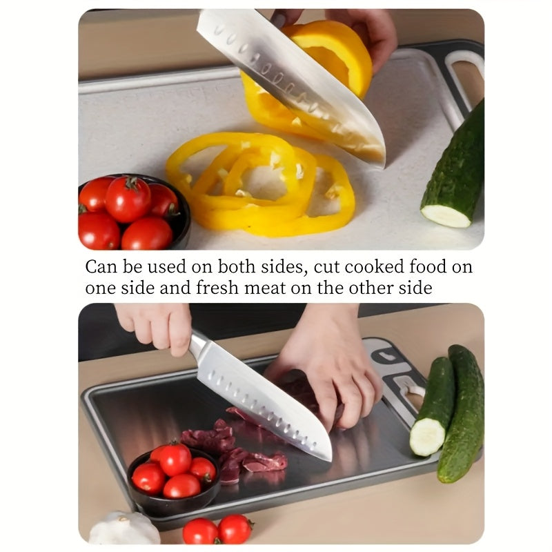 2-SIDED STAINLESS STEEL CUTTING BOARD W/DUAL SHARPENING STONE