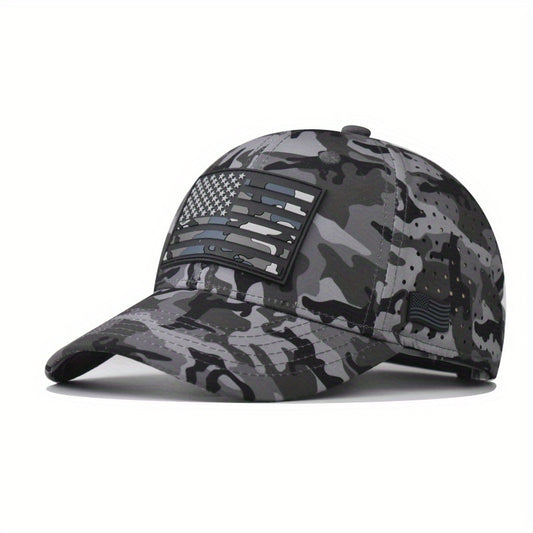 CAMOUFLAGED USA FLAG  SOFT TOP BASEBALL CAP