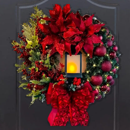 LARGE ARTIFICIAL GLOWING CHRISTMAS FRONT DOOR WREATH