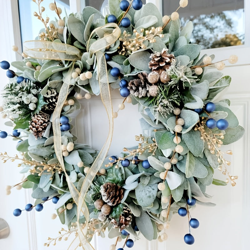 16in - ARTIFICIAL BLUEBERRY & EUCALYPTUS FRONT DOOR WREATHS