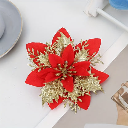60pcs, 5.9in - SHINY DOUBLE LAYER PINK EDGE CHRISTMAS TREE