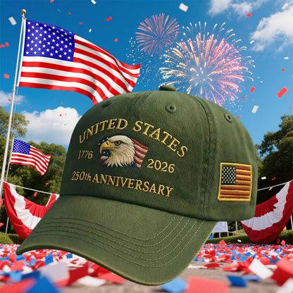 EMBROIDERED AMERICA'S 250th FOUNDING ANNIVERSARY BASEBALL CAPS