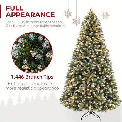 6ft/7ft/8ft - PRE-LIT DECORATIVE ARTIFICIAL CHRISTMAS TREE W/WHITE TIPS