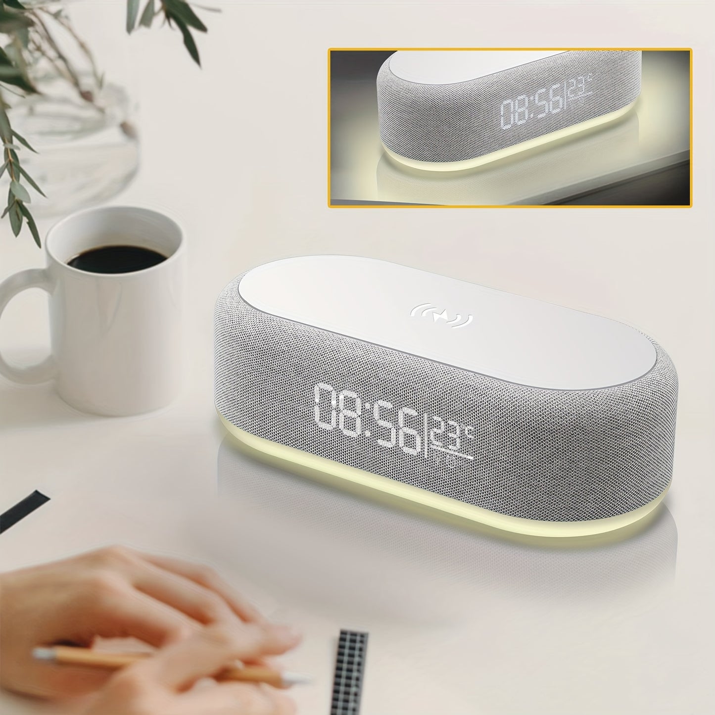 WIRELESS FAST CHARGING STATION, W/ALARM CLOCK & TEMPERATURE DISPLAY