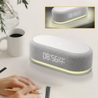 WIRELESS FAST CHARGING STATION, W/ALARM CLOCK & TEMPERATURE DISPLAY