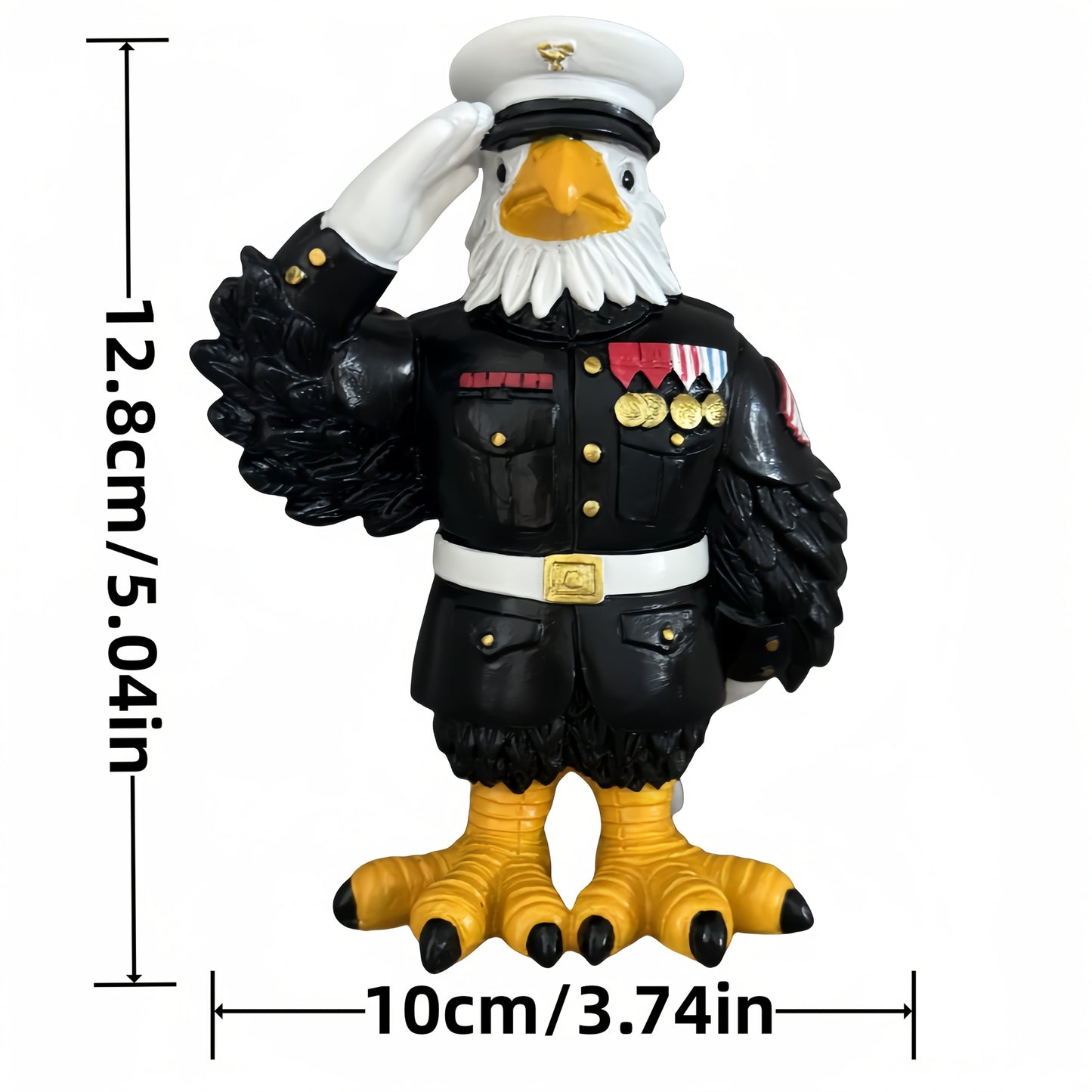 PATRIOTIC RESIN EAGLE STATUE MILITARY SALUTE STATUE