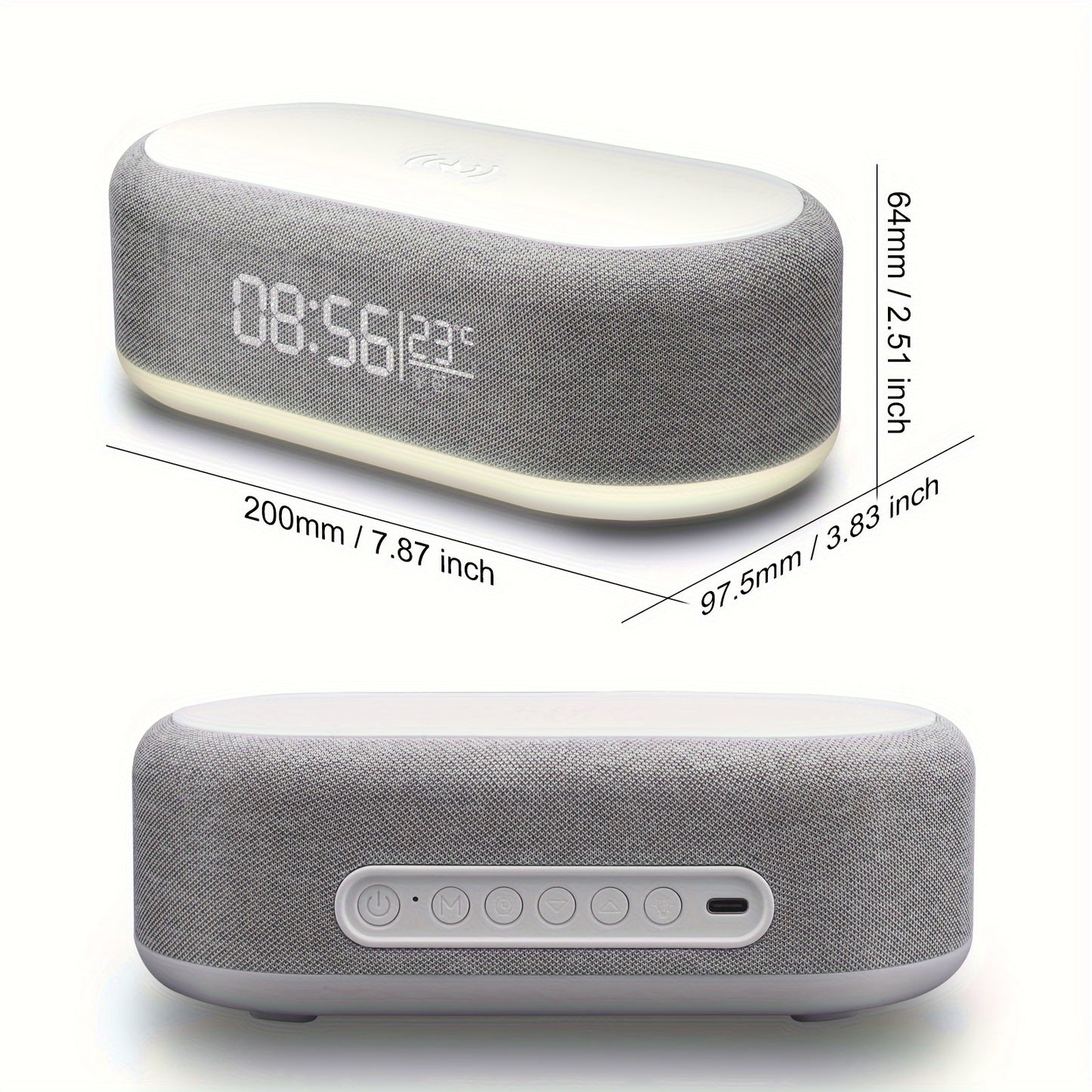 WIRELESS FAST CHARGING STATION, W/ALARM CLOCK & TEMPERATURE DISPLAY