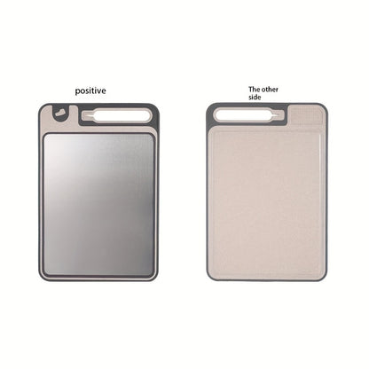 2-SIDED STAINLESS STEEL CUTTING BOARD W/DUAL SHARPENING STONE