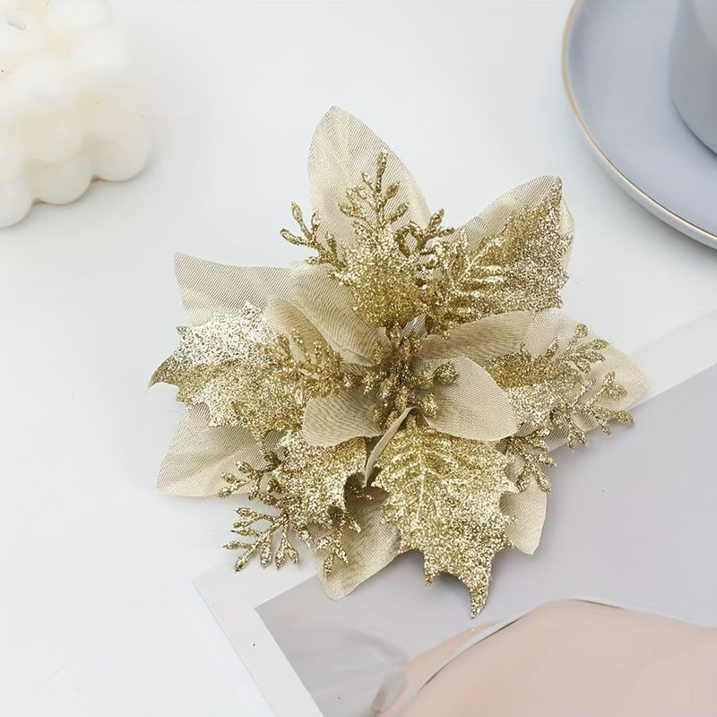 60pcs, 5.9in - SHINY DOUBLE LAYER PINK EDGE CHRISTMAS TREE